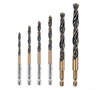 6pcs Hex Shank Drill Bits Set 310mm HSS with Cobalt Coating for Wood and Metal, Designed for Efficient Drilling with Fully Ground Spiral Flute and Split Point