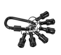 6Pcs Hex Shank Screwdriver Bits Holder, 1/4 inch Aluminum Alloy Drill Bit Holder Keychain Set Quick-Change Extension Screw Socket Adapter with Black Carabiner, Black