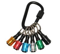 6Pcs Hex Shank Screwdriver Bits Holder, 1/4 inch Aluminum Alloy Drill Bit Holder Keychain Set Quick-Change Extension Screw Socket Adapter with Black Carabiner, Mixed Colors