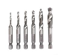 6PCS Hex Shank Tap Drill Bit Set for M3 to M10, 1/4 Inch Spiral Flute Tapping Tool for Metal Wood Plastic Aluminum Alloy with Chamfer
