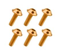 6pcs Hexagon Aluminum Motorcycle Bolts Screws M6x20mm License Plate Fairing Bolts Modification Screw For Motorcycle Scoote(Gold)