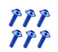 6pcs Hexagon Aluminum Motorcycle Bolts Screws M6x20mm License Plate Fairing Bolts Modification Screw For Motorcycle Scoote(Blu)