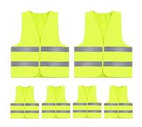 6Pcs Hi Vis Vests, High Visibility Safety Vest Reflective Yellow, Adjustable Universal Size for Running,Biking,Surveyor and Traffic Work