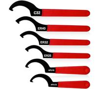 6Pcs High Carbon Steel C Spanner with Red Non-Slip Handle, Universal Wrenches Adjustable C Hook Wrench, Coilover Spanners C-Shape Hook Wrenches Tools for Most Cars Suspension System Shock Adjustments