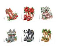 6PCS High Heels Diamond Art Painting Greeting Card Kit with Envelopes, Crystal Gem Greeting Card Kit for Beginner Adult Christmas Birthday Holiday Blessing