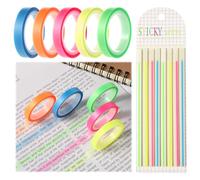 6PCS Highlighter Tape, 0.23inch X 16ft 5 Colored Transparent Marking Sticker 1 Sticky Long Tab, Removable Fluorescent Neon Transparent Tape for Teacher Student Reading Taking Note at Class Home Office