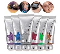 6Pcs Holographic Body Glitter Gel Set, Gold, Silver Chunky Mermaid Sequins Liquid Holographic Glitter Liquid Gel for Face Hair Nails Body