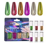 6Pcs Holography Nails Powder Nails Art Decoration Metallic Mirrored Effects Nails Powder Manicure Pedicure For Salon Use