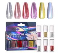 6Pcs Holography Nails Powder Nails Art Decoration Metallic Mirrored Effects Nails Powder Manicure Pedicure For Salon Use