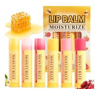 6Pcs Honey Bee Lip Balm Set, 3 Flavours Vitamin E Moisturiser for Dry Lips | Natural hydrating mini tinted lip balms soothe chapped lips, support smoother lip texture with gentle formula.