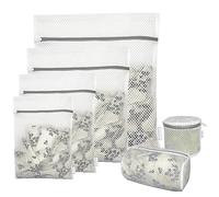 6PCS Honeycomb Mesh Laundry Bags for Delicates with Zipper, Clothing Washing Bags for Underwear, Lingerie, Bra, Blouse, Hosiery, Pants, Stocking, Socks, Extra Strong(1Bra,1Cylindre,1S,1M,1L,1XL)