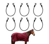 6pcs Horse Blanket Leg Straps Replacement Parts, 16in Elastic Tail Cord Adjustable Length Horse Blanket Leg Straps with Double-Ended Clip for Blankets Sheets and Rugs