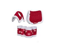 6PCS Horse Costumes to Wear with Red Saddle Pad, Horse Leg Wraps and Santa Hat for Christmas(red)