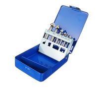 6pcs HSS 90 Degree Countersink Drill Bits Set (6.3, 8.3, 10.4, 12.4, 16.5 & 20.5mm) for Metal and Woodworking Chamfering Cutter Bits & Blue Tin Case
