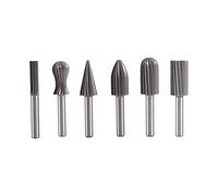 6pcs HSS Cutting Burr Set | 6mm 1/4" Shank for Metal/Wood/Plastic | High Speed Steel Electric Grinder Files | 12.7mm Head Diameter, 55mm Length