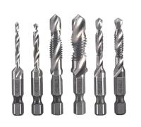 6Pcs HSS Drill and Tap Set, Metric Hex Shank Thread Tapping Tools M3 M4 M5 M6 M8 M10, Combination Drill Bits for Metal, Hard Steel, Professional Screw Threading and Drilling Kit