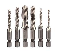 6PCS HSS Drill Bit Set, Combination Drill and Tap Set with Anti-Rust Black Coating M3 M4 M5 M6 M8 M10 Metric Thread 1/4”hex Shank Screw Tapping Threading Tools Metal Drill Bits for Hard Steel