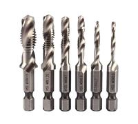 6PCS HSS Drill Bit Set, Combination Drill and Tap Set with Anti-Rust Black Coating M3 M4 M5 M6 M8 M10 Metric Thread 1/4”hex Shank Screw Tapping Threading Tools Metal Drill Bits for Hard Steel