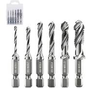 6PCS HSS Drill Bit Set for Metal, M3 M4 M5 M6 M8 M10 Metric Drill and Tap Set,Combination Threading Tool with 1/4" Hex Shank & Anti-Rust Coating,Smooth low-friction drilling in wood, plastic & metals