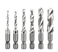 6PCS HSS Drill Bit Set for Metal, Metric Drill and Tap Set M3 M4 M5 M6 M8 M10, 3-in-1 Tap and Die Set with 1/4" Hex Shank, Metal Drill Bits for Hard Steel, Anti-Rust HSS Drill Bit Set for Metal
