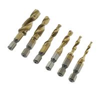 6pcs HSS Metric Drill Tap Combination Bit Set 1/4 Hex Shank M3-M10