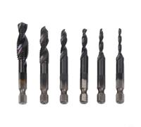 6pcs HSS Metric Tap Drill Bit Set for m3 M5 for m6 M8 for m10 1/4 | Shank Combination Thread Cutting Tool for Wood Metal Drilling Tapping with Storage Case