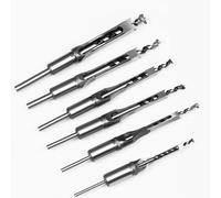 6PCS HSS Twist Drill Bits Square Auger Mortising Chisel Set Hole Woodworking Tools Kit Extended Saw(7PCS)