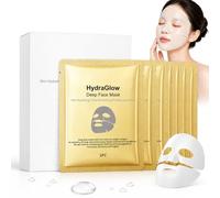 6Pcs HydraGlow Collagen Face Mask Sheet Set, Hydrating & Firming Facial Mask with Hydrolyzed Collagen, Moisturising Sheet Masks for Dry & Tired Skin for Glowing Skin