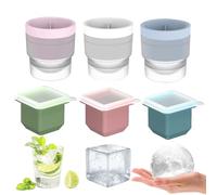 6PCS Ice Ball Mould, 6CM Round Ice Cube Moulds & Square Ice Cube Moulds, Reusable Easy Release and Stackable Design Silicone Ice Ball Maker for Whisky, Cocktails, Party Drinks and Beverage