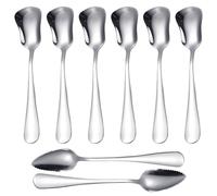 6pcs Ice Cream Spoons, 2pcs Mud Scraper, Ice Cream Divider, Spoon Set, Stainless Steel Long Handle Spoon, Cone Ice Cream Spoon, Kitchen Sauce Spoon, Kitchen Mixing Spoon