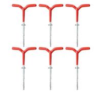 6pcs Ice Fishing Tent Ground Nails, Metal Spiral Stakes for Winter | Rust Resistant Red Finish, Faster Shelter Setup, Rod Holders and Guy Lines, Rubber Grip