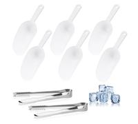 6pcs Ice Scoop and 2 Ice Tongs, Plastic Scoops for Food Candy Scoop, Multi-Purpose Kitchen Scoop for Rice Grain Ice Cream Dog Food Pet Food Sugar Coffee Beans Melon Seeds Food Shovel