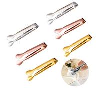 6PCS Ice Sugar Tongs U-Shaped Stainless Steel, Candy Tongs, Lemon Tongs, Appetizers Tongs, Food Clip Sugar, for Kitchen Tea Party Coffee Bar Wedding Birthday Party (2 Silver, 2Golden, 2 Rose Gold)