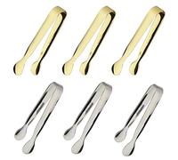 6PCS Ice Tongs Mini Sugar Tongs 4.25Inch Tongs for Serving Food Small Serving Tongs, Kitchen Tongs for Appetizers,Tea Party, Coffee Bar, Desserts by Sunenlyst (Silver and Gold)