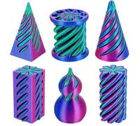 6PCS Impossible Cone Fidget Toys, 3D Printed Spiral Cone Fidget Toy, Impossible Pyramid Passthrough Sculpture for Stress Relief, Mini Stress Relief Desktop Decorations Toy for Kids Adult Gift