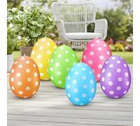 6Pcs Inflatable Easter Eggs, Easter Inflatable Hanging Eggs Ornaments, PVC Colorful Egg Holiday Decor for Outside, Yard, Garden, Lawn Decor