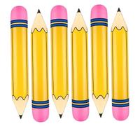 6Pcs Inflatable Pencil PVC Pencil Balloons 26.7" Yellow Giant Pencil Back to School Inflatable Graduation Party Decoration for School Photo Prop Classroom Prizes Favor Pencil Balloon Jumbo Crayons Pen