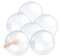 6Pcs Inflatable PVC Beach Balls - 16 Inch Bright Clear Pool Party Balls