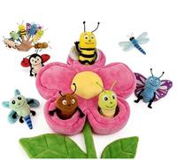 6pcs Insect Finger Puppets Bringing a Flowers House, Novelty Animals Toys for Kids, Storytelling Role-Playing Plush Finger Puppets Gifts for Boys and Girls