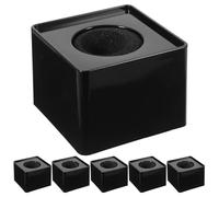 6pcs Interview Microphone Flag Station Black Plastic Square Cube
