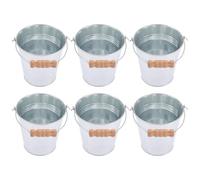 6pcs Iron Ice Bucket for Snacks with Wood Handle, Portable