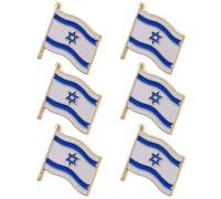 6pcs Israel Flag Brooches Alloy Lapel Pin for Shirt and Hats