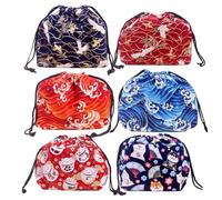 6Pcs Japanese Style Lunch Bag Drawstring Lunch Bag Tableware Storage Bag Japanese Style Bento Tote Bag Lunch Box Pouch for Work Picnic or Lunch Pouch, TR1GBF5TIRJ1QGT0