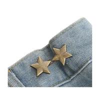 6PCS Jean Button Pins Adjustable Waist Buckle Star Pant Pin No Sew Tighten Instant For(Bronze)