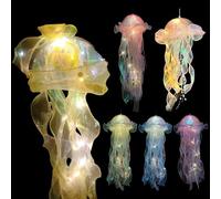 6PCS Jellyfish Light, Hanging Jellyfish Lanterns, Bright Jellyfish Garden Lights, Colorful Jellyfish Lamp, Creative Jellyfish Shape Night Light for Baby Shower, Home Birthday, Ocea-n Theme Party