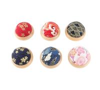 6PCS Jenivaint Pin Cushion Set, Japanese Style Wooden Base Pin Holder Needle Cushion Pincushion for Sewing with Pine Wood Base DIY Crafts Home Decoration