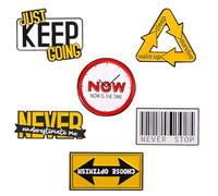 6Pcs JUST KEEP GOING Enamel Pins English Letters Brooches Motivational Quotes Lapel Pins Jewelry Gift for Women Men