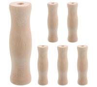 6pcs Khaki Wooden Bucket Handles with 8mm Through Hole | Heavy duty ergonomic grip, slip resistant secure hold, for charcoal grills and fire pit handles, outdoor use