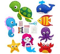 Jetcloud Felt Sewing Craft Kit, Sea Animal Sewing Craft Kit for Kids DIY Sewing Felt Animals Fun Crafts Educational Sewing Kit for Beginner Children Kids Boys and Girls