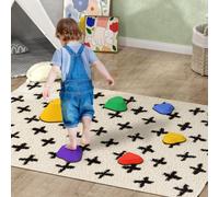 AIYAPLAY Kids Stepping Stones, 6 Piece Balance Stepping Stones for Kids, Heart-Shaped Non-Slip Stackable River Stones, Sensory Toy for Balance and Motor Skills, Indoor Outdoor Obstacle Courses